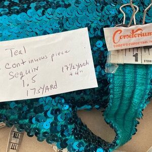 17.5 Yards  1.5" 3 Rows Teal Sequin Holiday Decor by